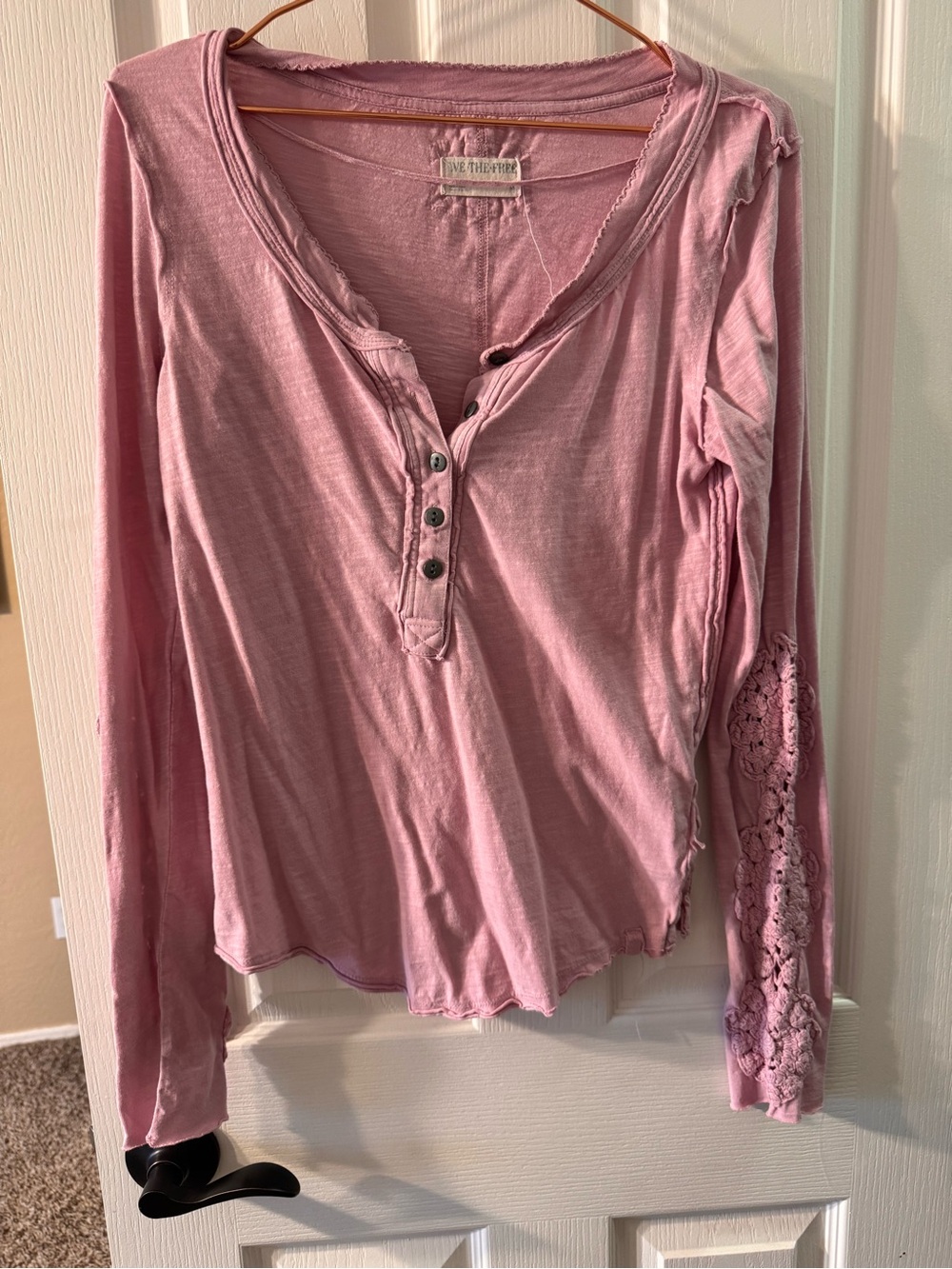 Free People Dusty Pink Lace Henley